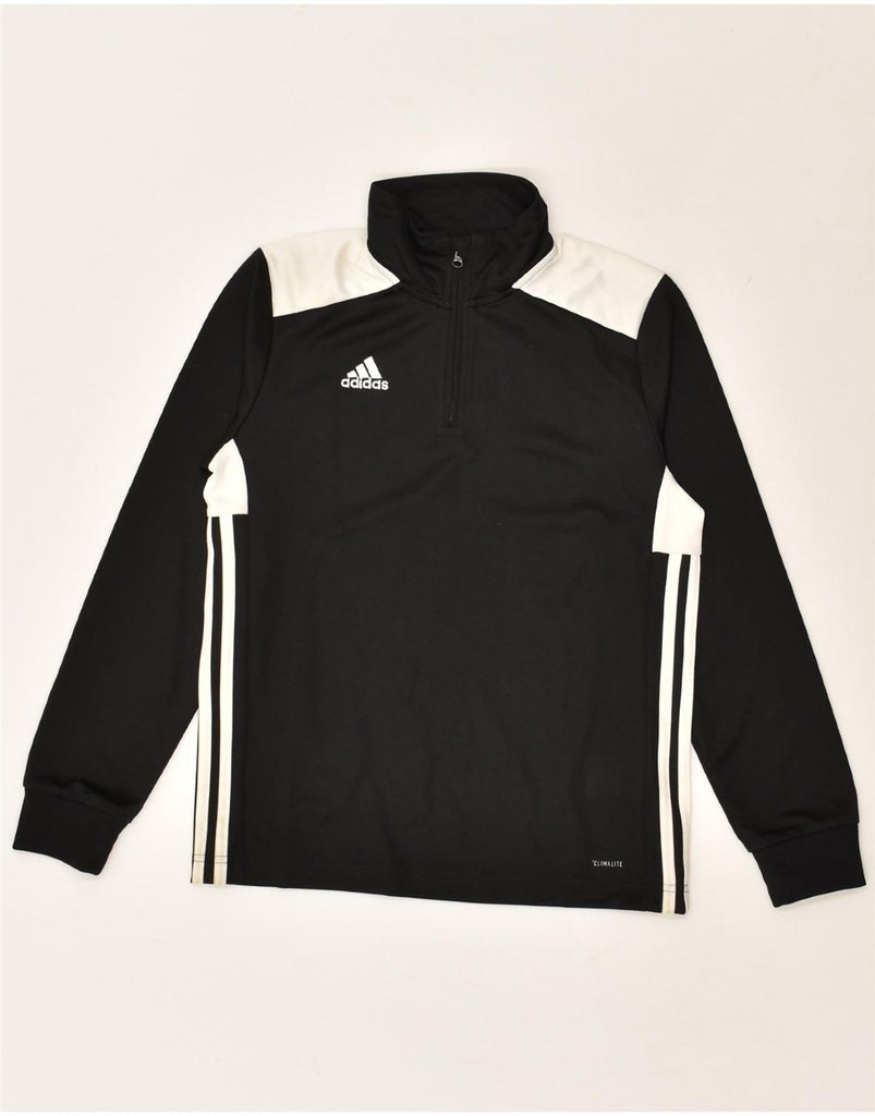 ADIDAS Boys Zip Neck Sweatshirt Jumper 11-12 Years Black Colourblock | Vintage Adidas | Thrift | Second-Hand Adidas | Used Clothing | Messina Hembry 