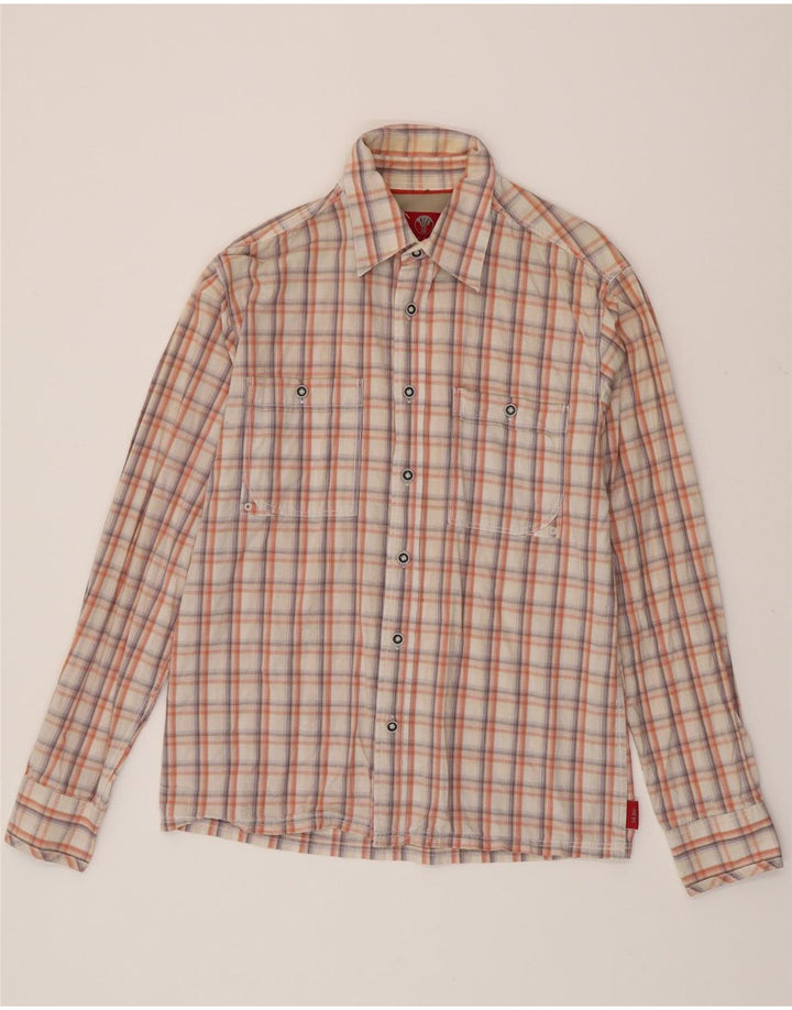 FAT FACE Mens Flannel Shirt Small Off White Check Cotton