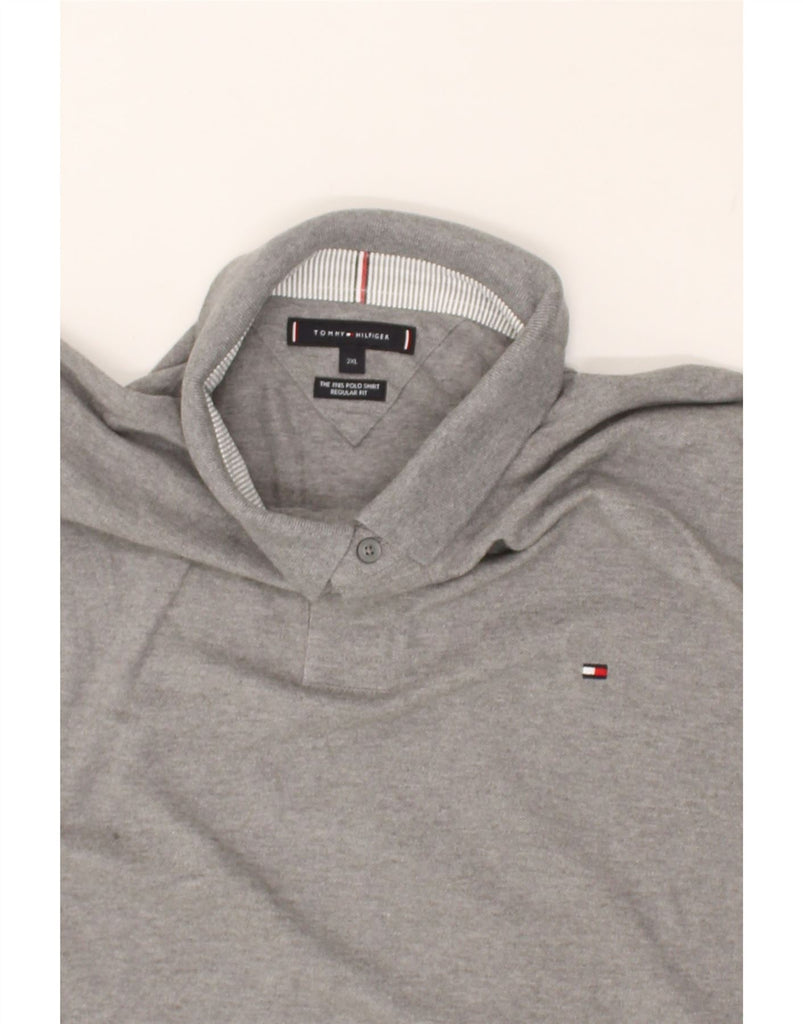 TOMMY HILFIGER Mens Regular Fit Long Sleeve Polo Shirt 2XL Grey Cotton | Vintage Tommy Hilfiger | Thrift | Second-Hand Tommy Hilfiger | Used Clothing | Messina Hembry 