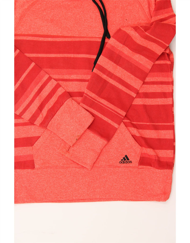 ADIDAS Womens Climawarm Hoodie Jumper UK 14 Medium Pink Striped Polyester Vintage Adidas and Second-Hand Adidas from Messina Hembry 