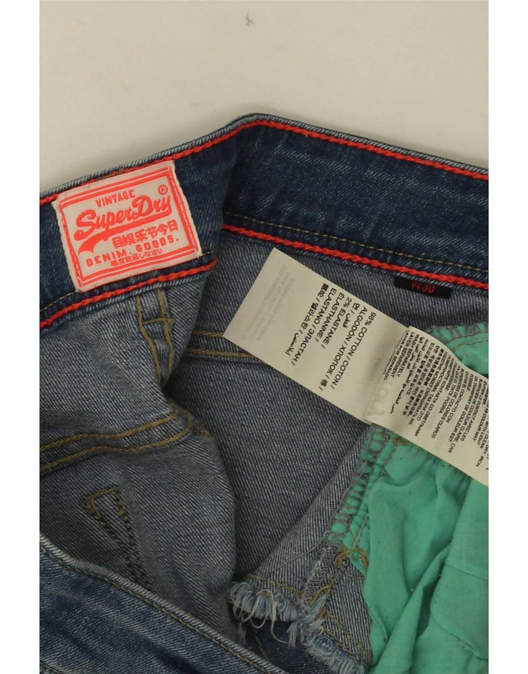 Superdry Womens Low Waist Denim Hot Pants W30 Medium Blue Cotton