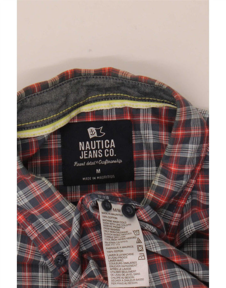 Nautica Mens Shirt Medium Blue Check Cotton