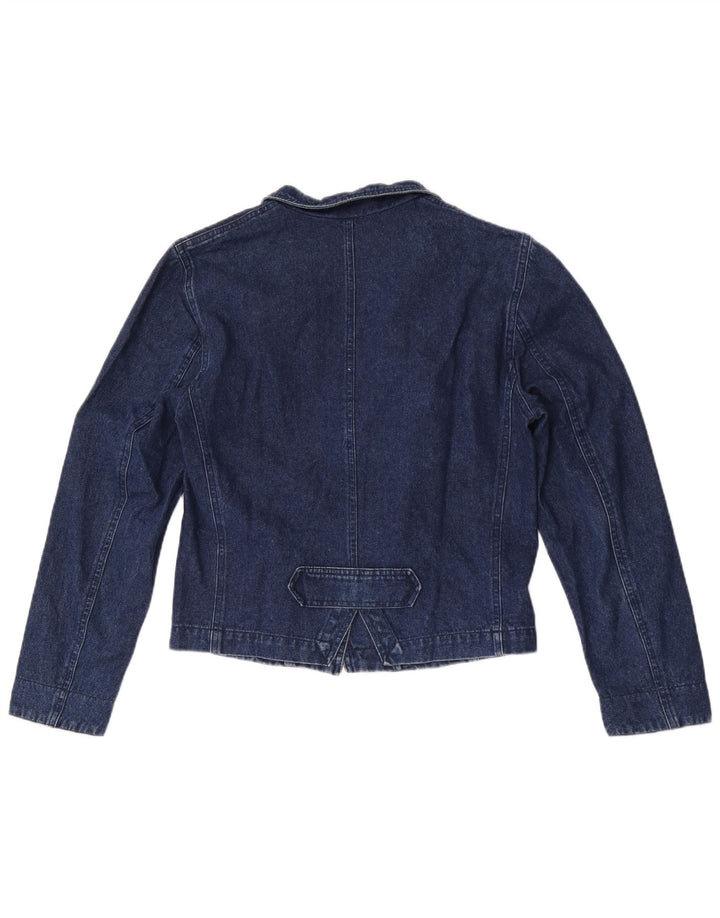 Prisma Womens 1 Button Denim Blazer Jacket UK 12 Medium Navy Blue Cotton