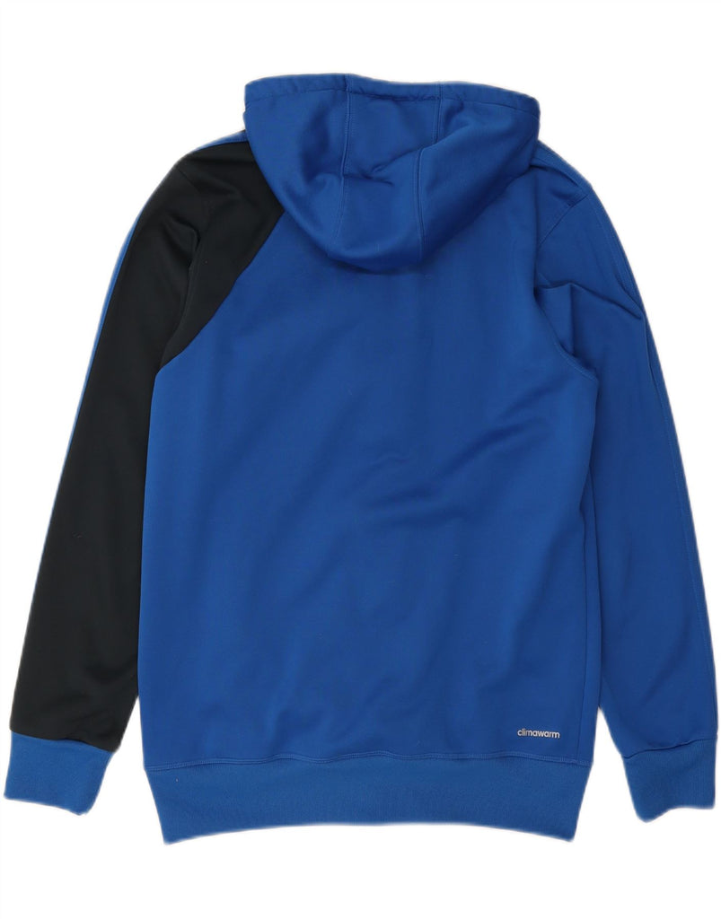 ADIDAS Mens Climawarm Zip Hoodie Sweater Medium Blue Colourblock Polyester Vintage Adidas and Second-Hand Adidas from Messina Hembry 