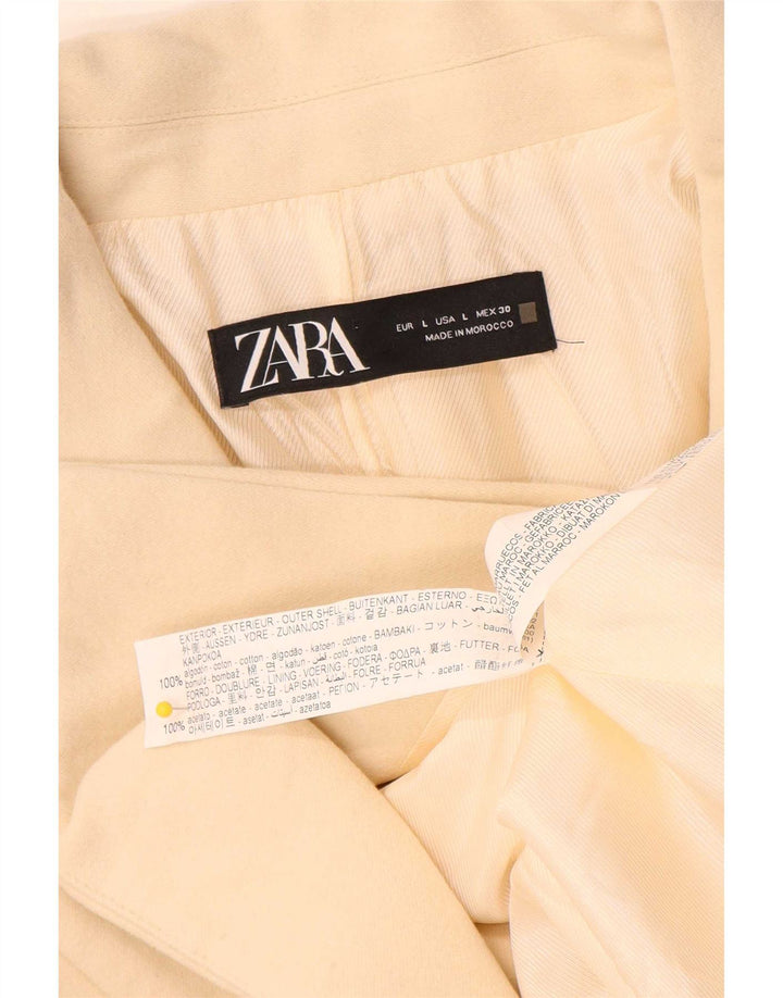 Zara Womens Double Breasted Blazer Jacket UK 16 Large Off White Cotton
