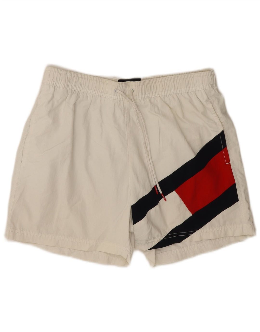 TOMMY HILFIGER Mens Graphic Swimming Shorts Medium  White Colourblock