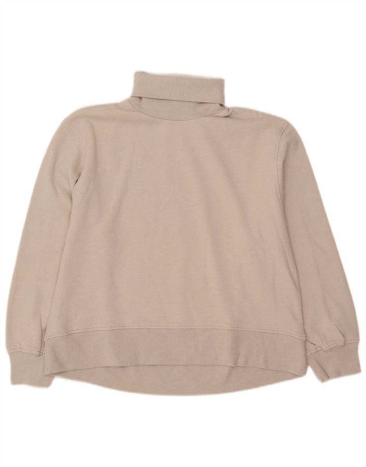 Zara Womens Roll Neck Sweatshirt Jumper UK 14 Medium Beige Cotton