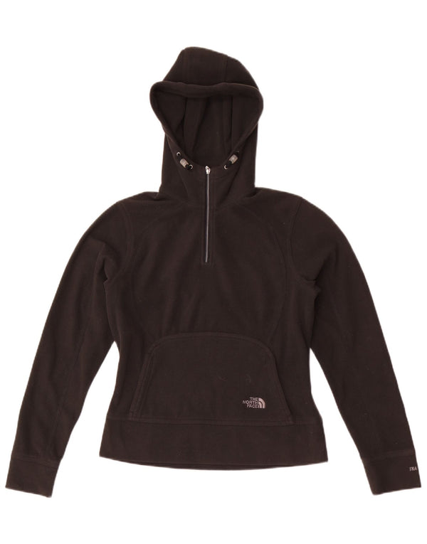 The North Face Womens Hooded Zip Neck Fleece Jumper UK 6 XS Black Polyester