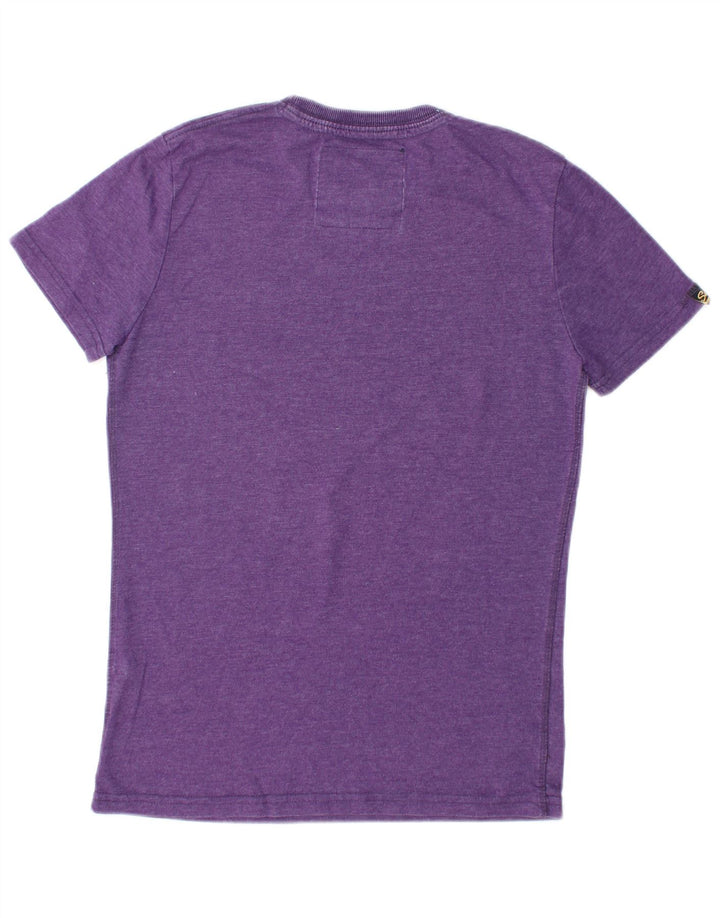 SUPERDRY Womens Graphic T-Shirt Top UK 12 Medium Purple Cotton