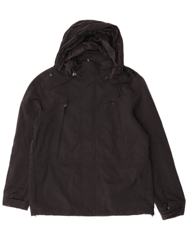 Calvin Klein Jeans Mens Hooded Windbreaker Jacket UK 40 Large Black Nylon