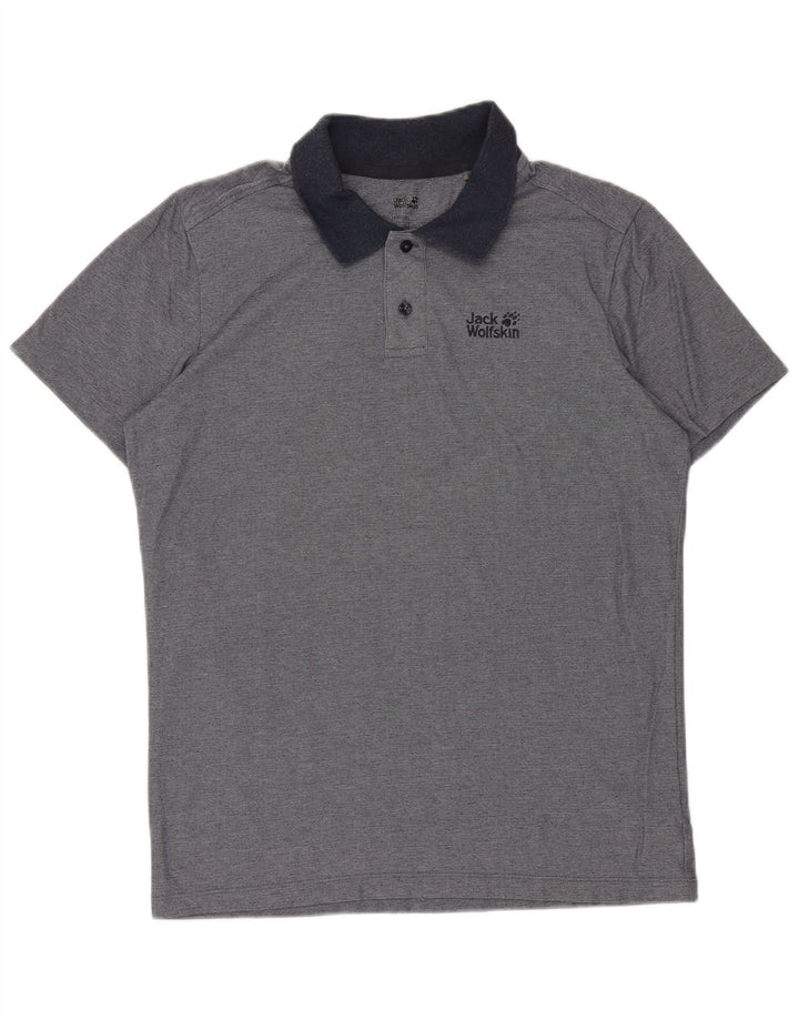 JACK WOLFSKIN Mens Polo Shirt UK 38 Medium Blue Cotton