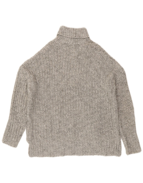 Zara Womens Oversized Roll Neck Jumper Sweater UK 14 Medium Grey Flecked