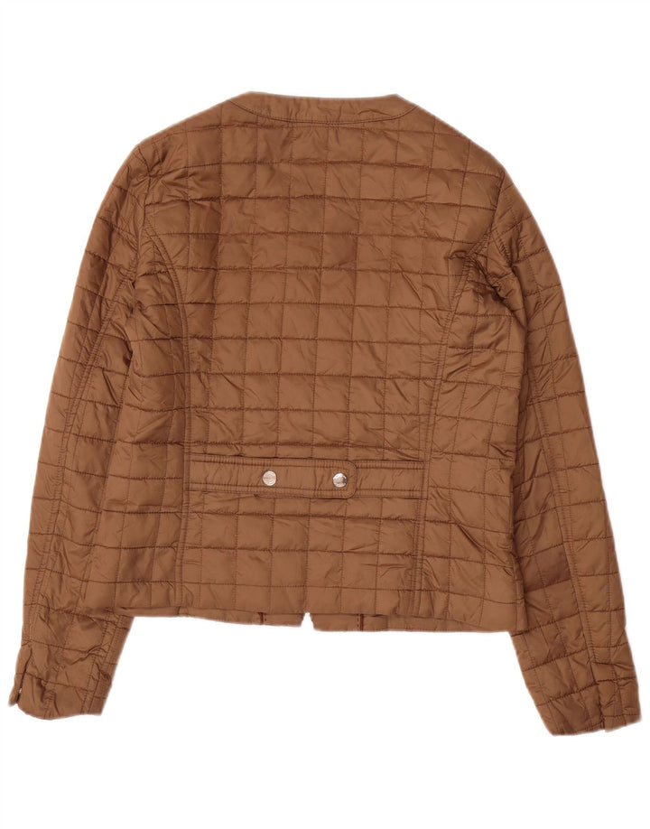 Massimo Dutti Womens Quilted Jacket UK 12 Medium Brown Polyester