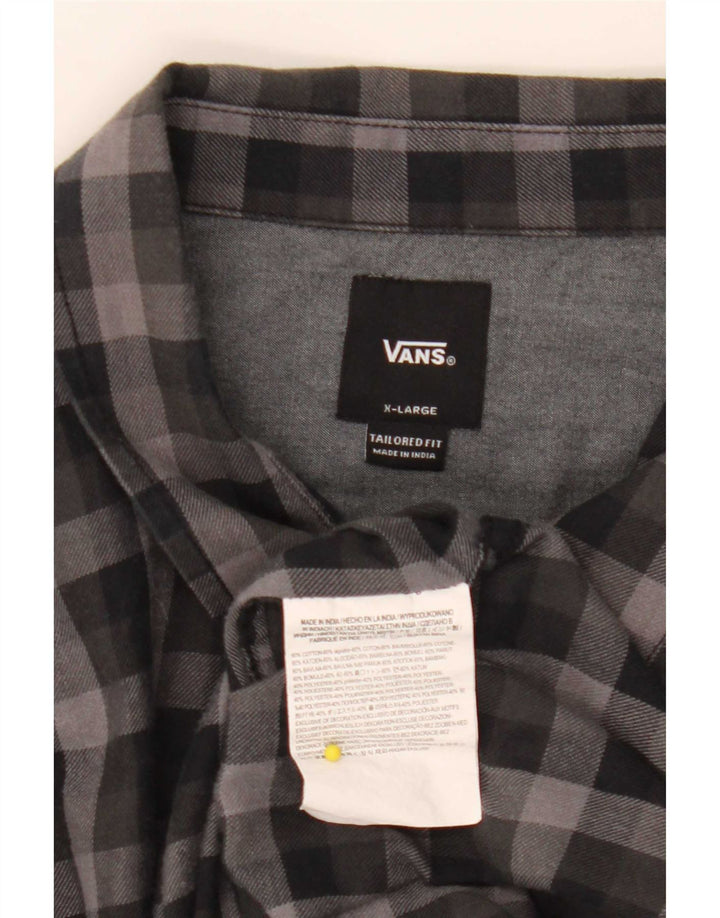 Vans Mens Tailored Fit Flannel Shirt XL Black Gingham Cotton