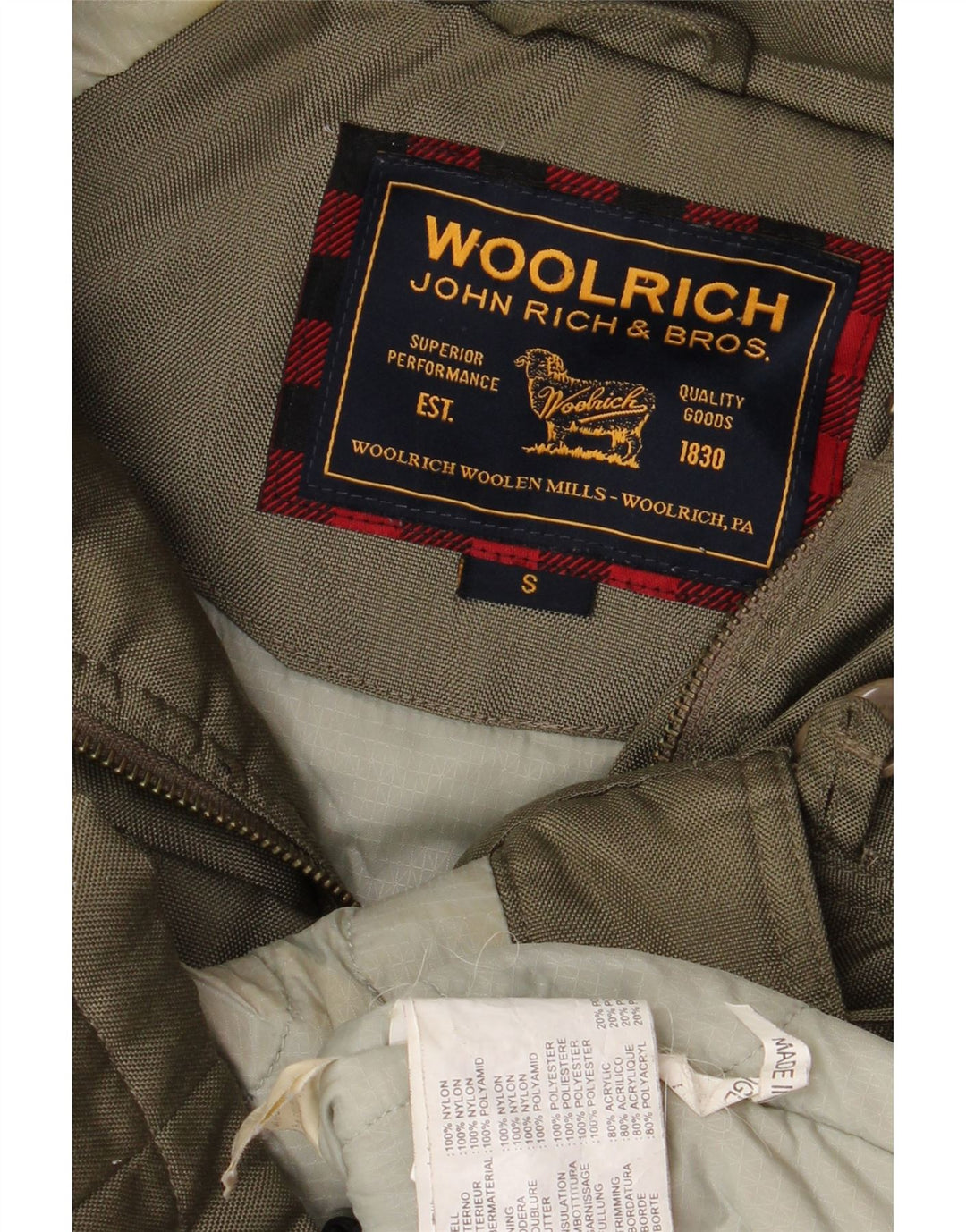 Woolrich Womens Hooded Parka Jacket UK 10 Small Khaki Nylon