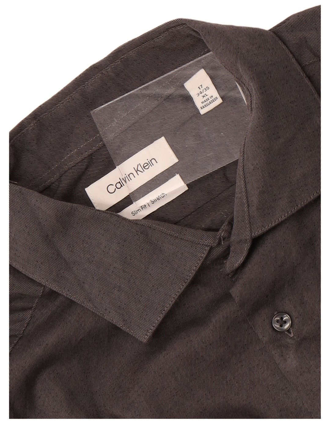 Calvin Klein Mens Slim Fit Shirt Size 17 XL Grey Flecked
