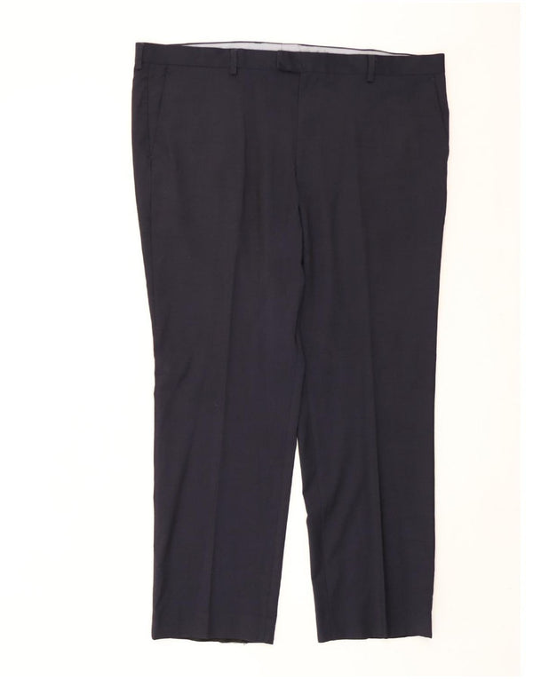 Marks & Spencer Mens Regular Fit Suit Trousers W44 L31 Navy Blue Wool
