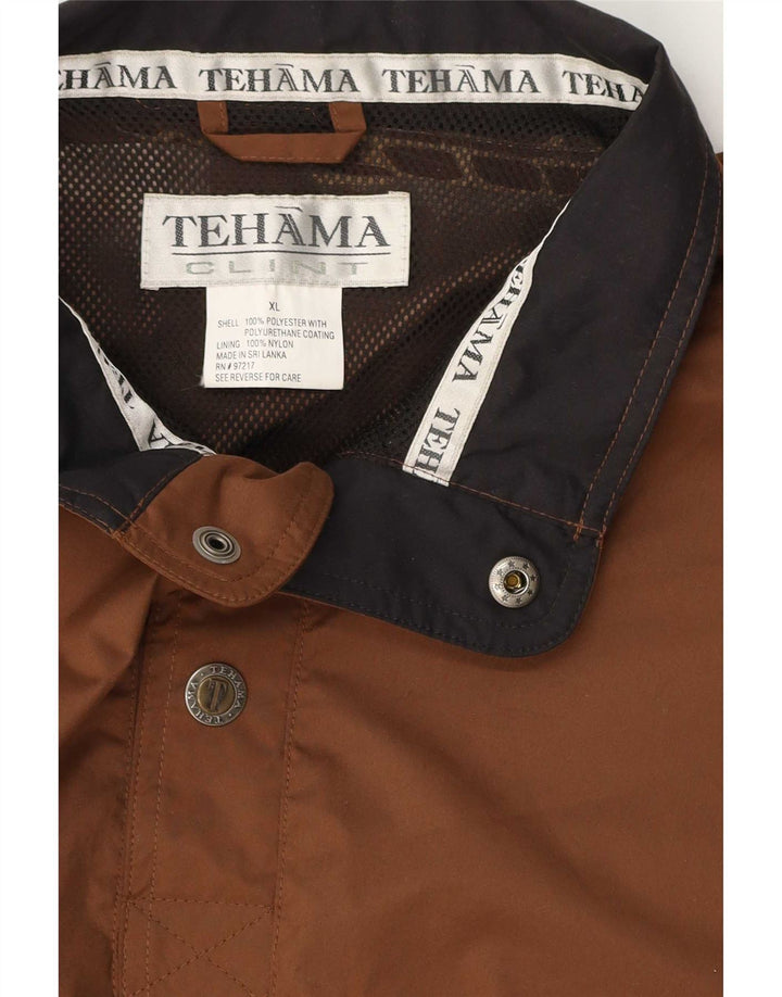 Tehama Mens Pullover Rain Jacket UK 42 XL Brown Polyester