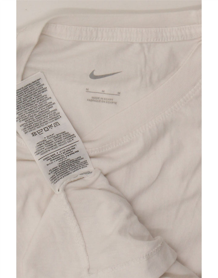 NIKE Womens T-Shirt Top UK 12 Medium White Cotton