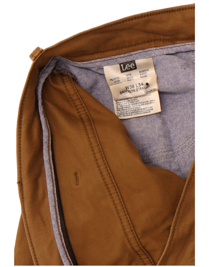 LEE Mens Brooklyn Straight Casual Trousers W36 L30 Brown Cotton