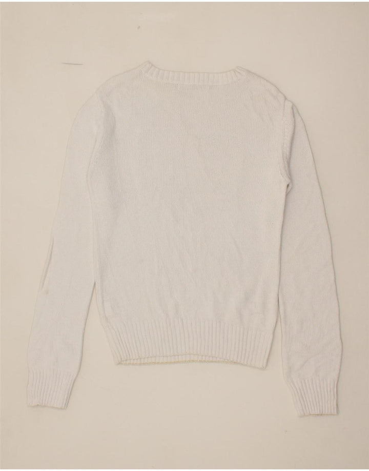 NORTH SAILS Womens Boat Neck Jumper Sweater UK 12 Medium White Cotton Vintage North Sails and Second-Hand North Sails from Messina Hembry 