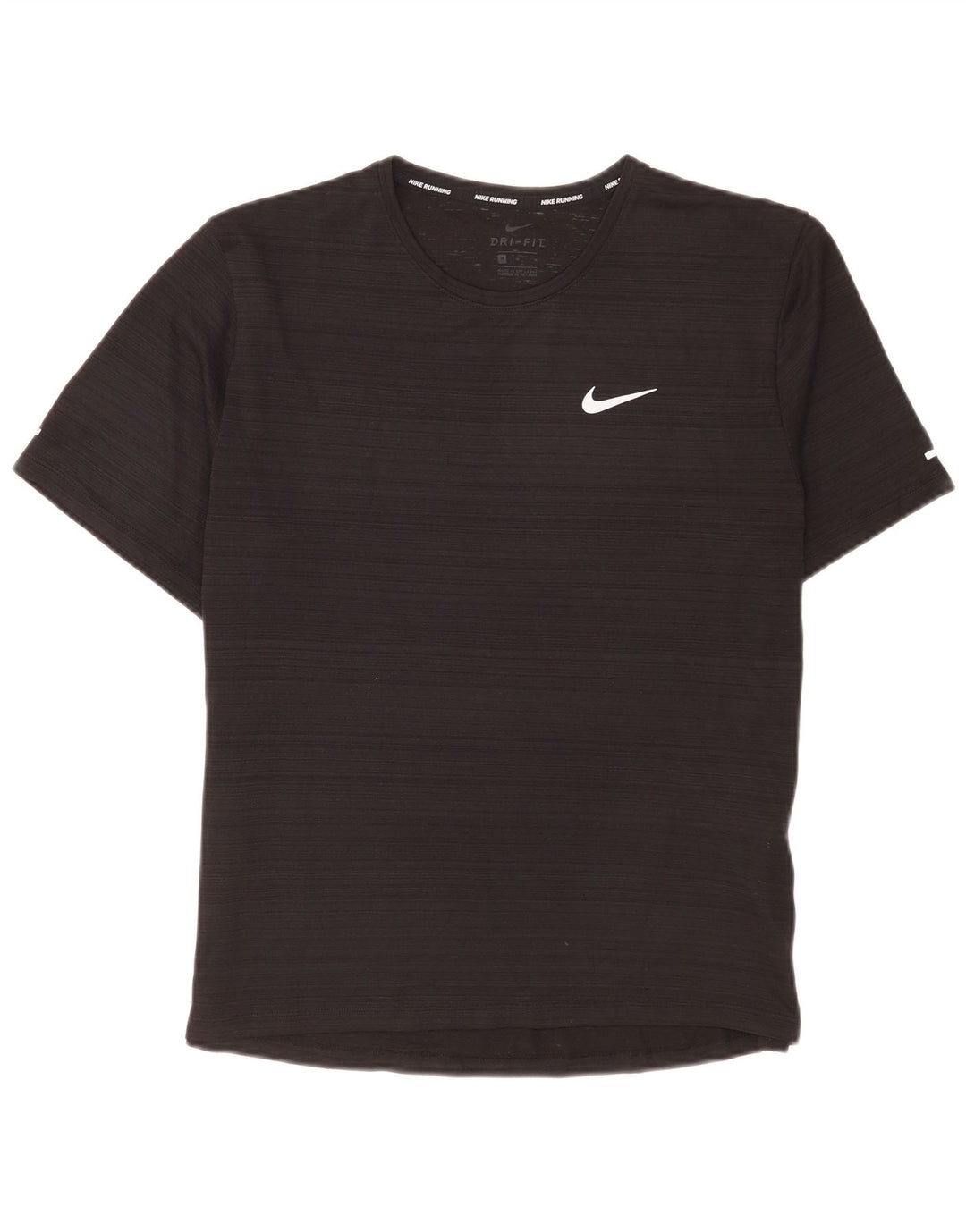 Nike Mens Dri Fit T-Shirt Top Medium Black Pinstripe Polyester