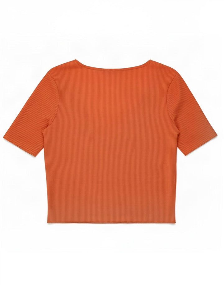 Zara Womens Short Sleeve Crop Top UK 12 Medium Pink