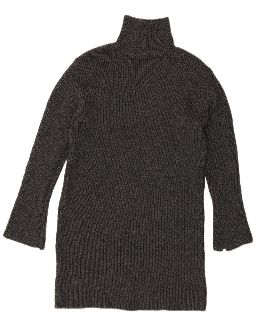 Zara Womens Longline Roll Neck Jumper Sweater UK 8 Small Grey Acrylic