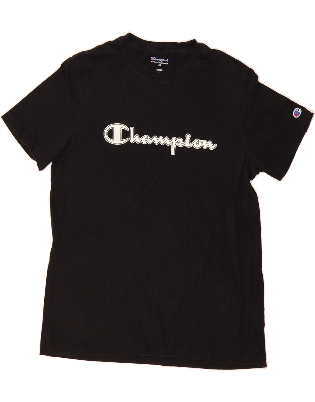 CHAMPION Mens Graphic T-Shirt Top Large Black Cotton Vintage Champion and Second-Hand Champion from Messina Hembry 