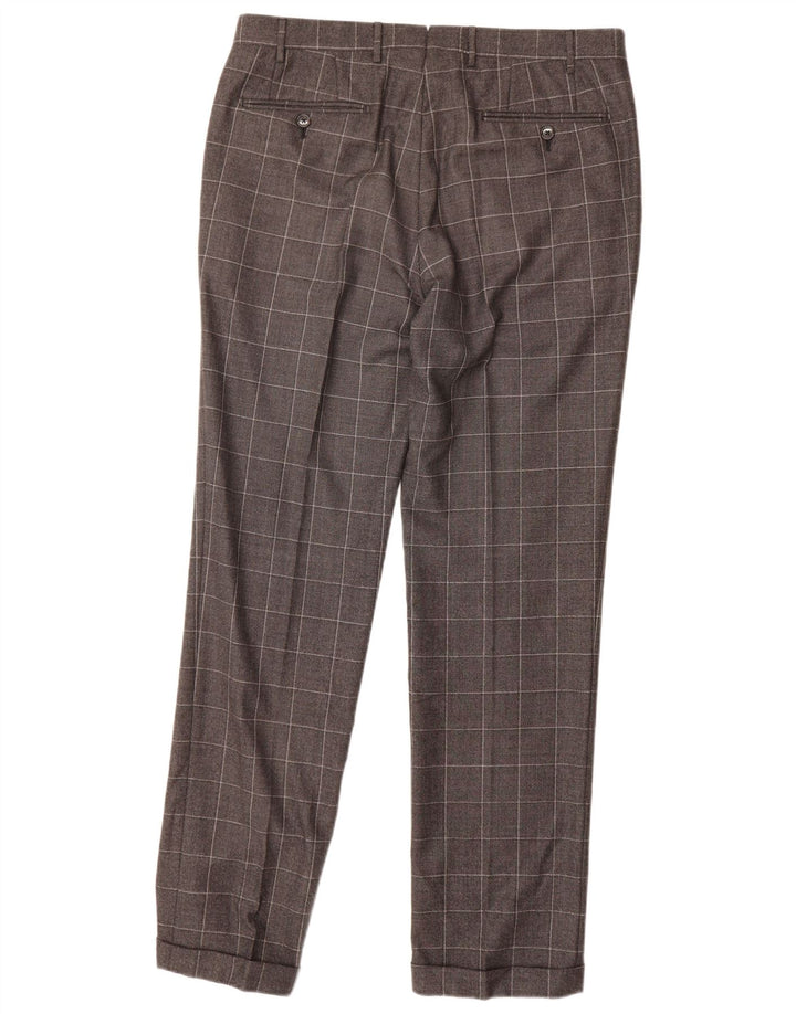 CORNELIANI Mens Straight Suit Trousers IT 50 Large W34 L32 Grey Check