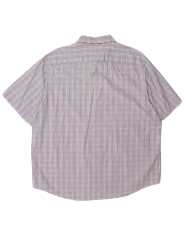 Lacoste Mens Short Sleeve Shirt Size 46 2XL Purple Check Cotton