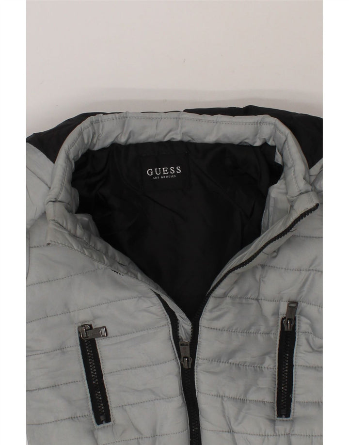 GUESS Baby Boys Hooded Padded Jacket 3-6 Months Grey Polyester Vintage Guess and Second-Hand Guess from Messina Hembry 