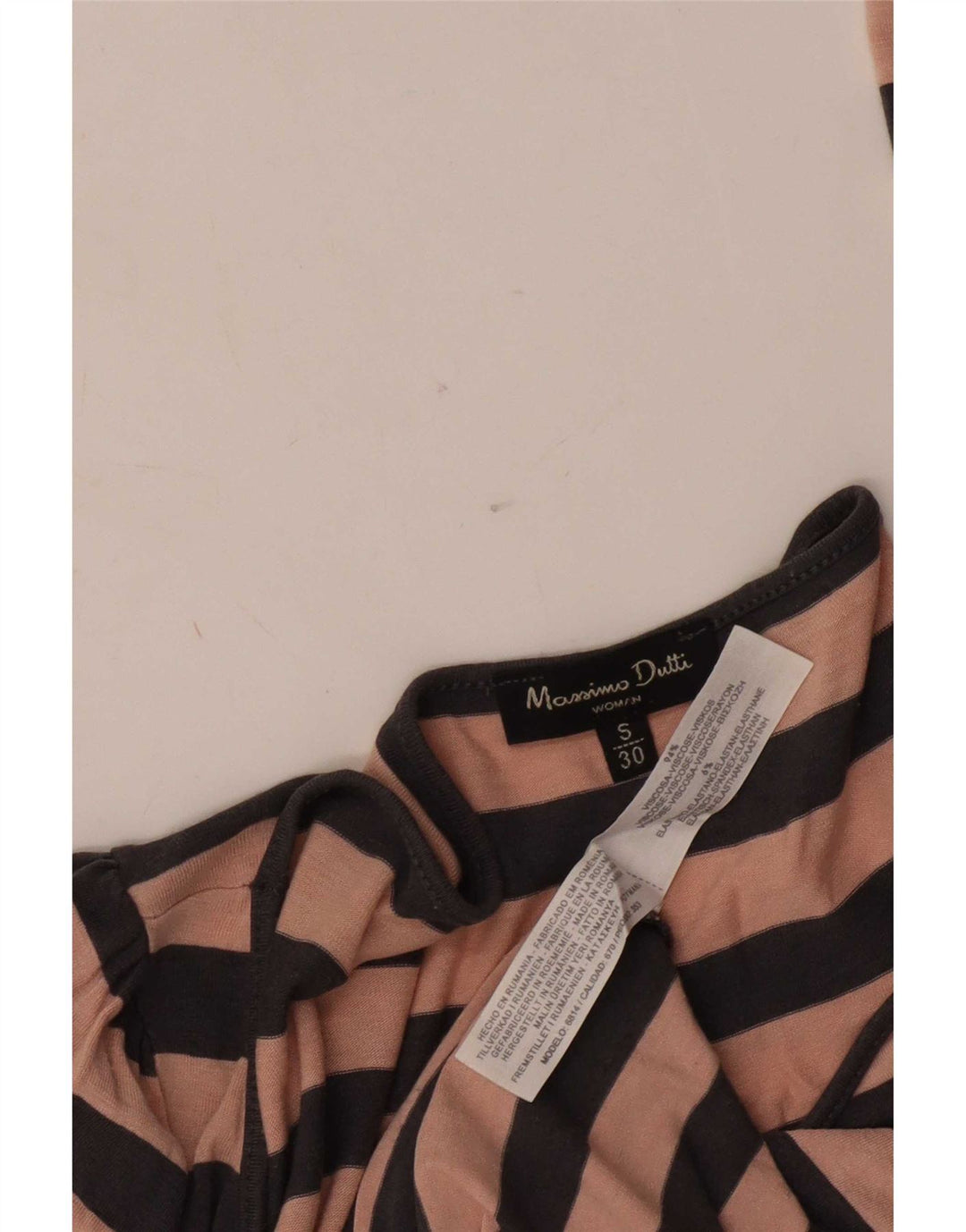 Massimo Dutti Womens Top Long Sleeve UK 10 Small Pink Striped Viscose