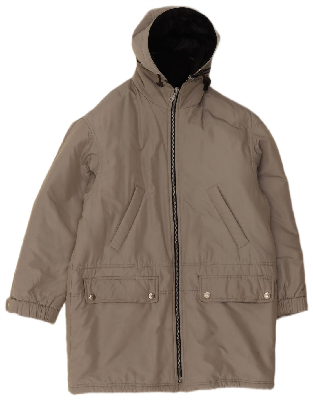 Vintage Womens Hooded Oversized Padded Coat UK 10 Small Grey Polyester