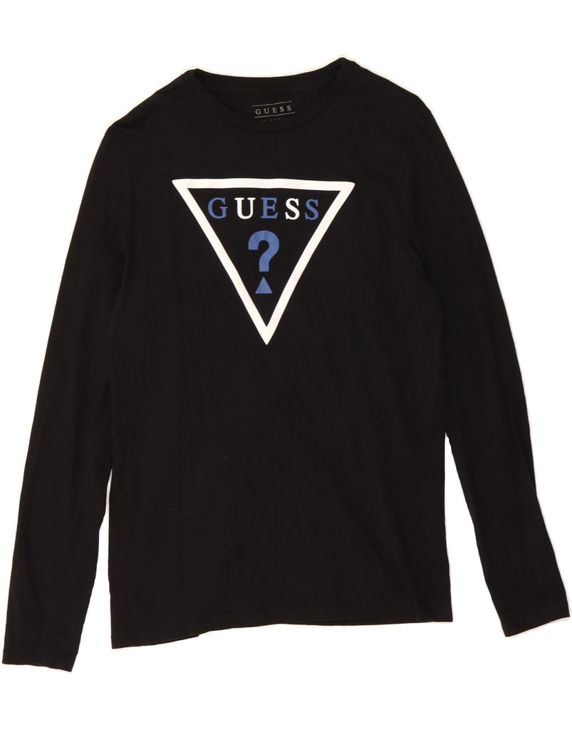 GUESS Womens Graphic Top Long Sleeve UK 12 Medium Black Cotton Vintage Guess and Second-Hand Guess from Messina Hembry 
