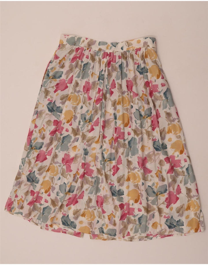 Vintage Womens Flared Skirt IT 44 Medium W31  Multicoloured Floral Viscose