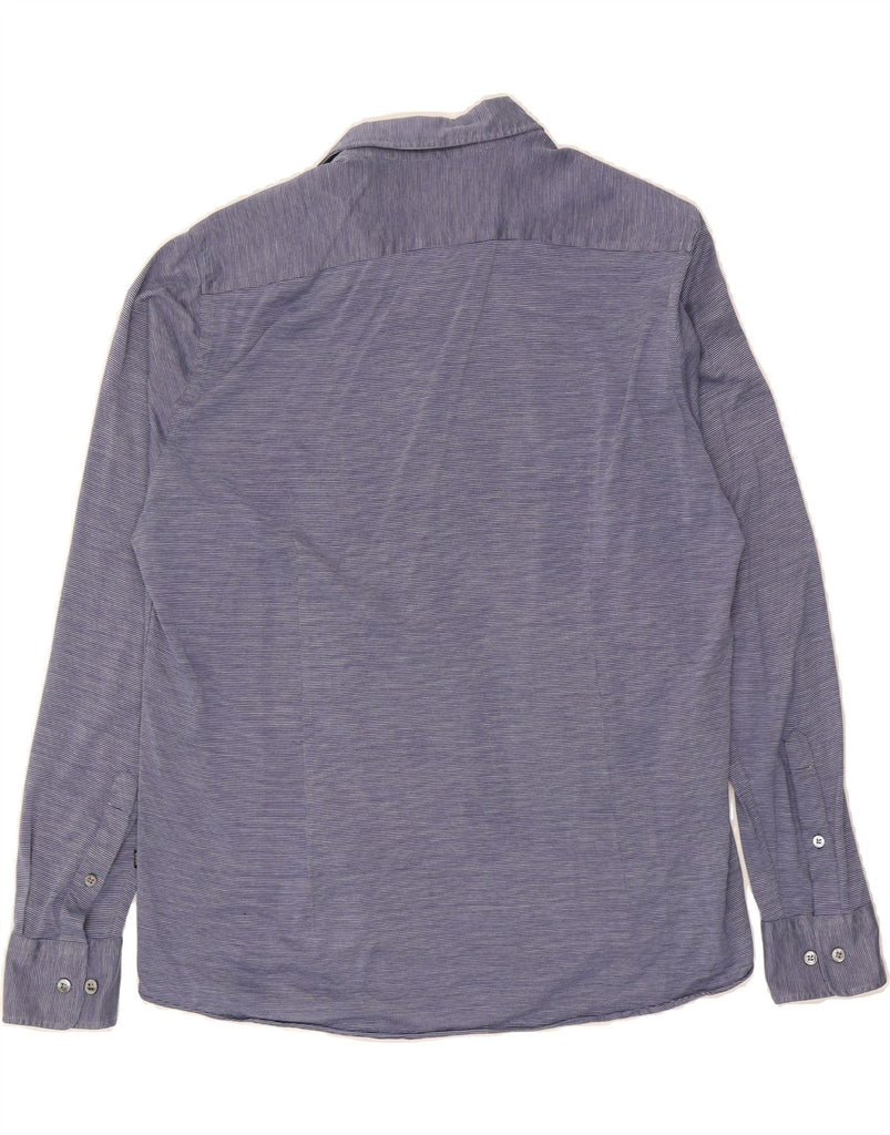 HUGO BOSS Mens Tailored Regular Fit Shirt Large Blue Pinstripe Cotton Vintage Hugo Boss and Second-Hand Hugo Boss from Messina Hembry 