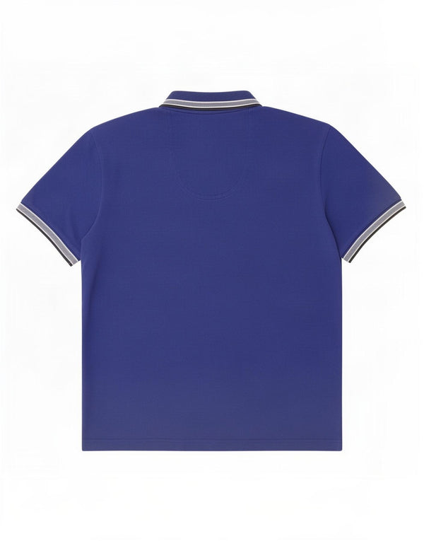 Hugo Boss Mens Polo Shirt Medium Blue Striped Cotton