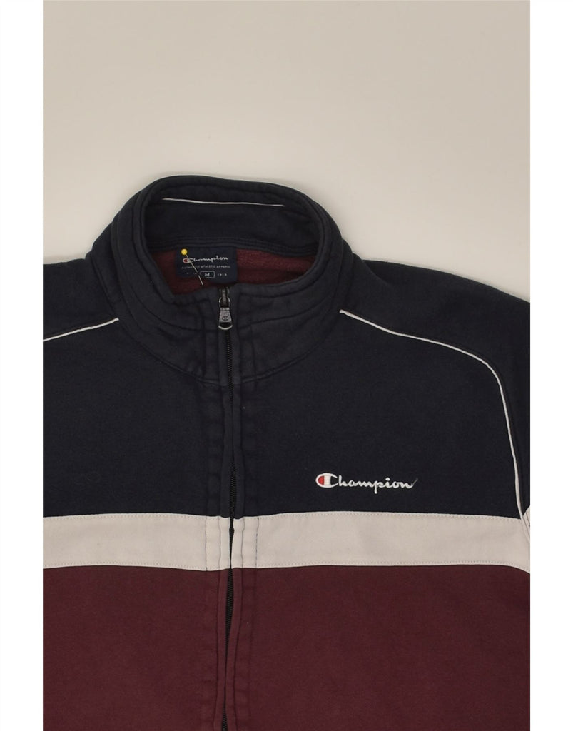 CHAMPION Mens Tracksuit Top Jacket Medium Maroon Colourblock Cotton | Vintage Champion | Thrift | Second-Hand Champion | Used Clothing | Messina Hembry 