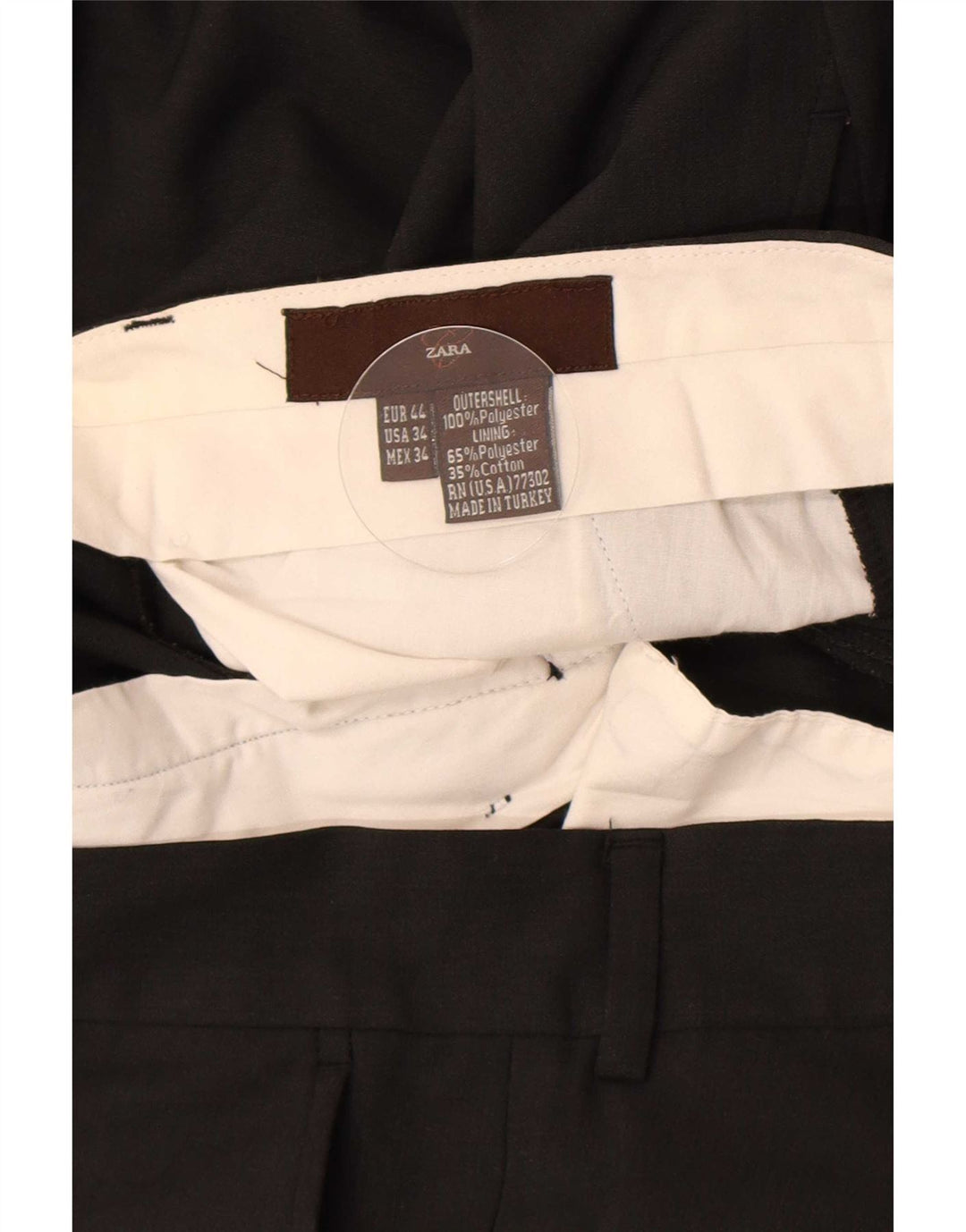 Zara Mens Straight Suit Trousers EU 44 Large W34 L27 Black Polyester