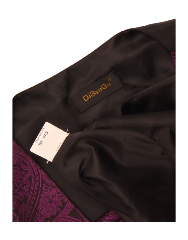 Vintage Mens Waistcoat 2XL Purple Paisley Polyester