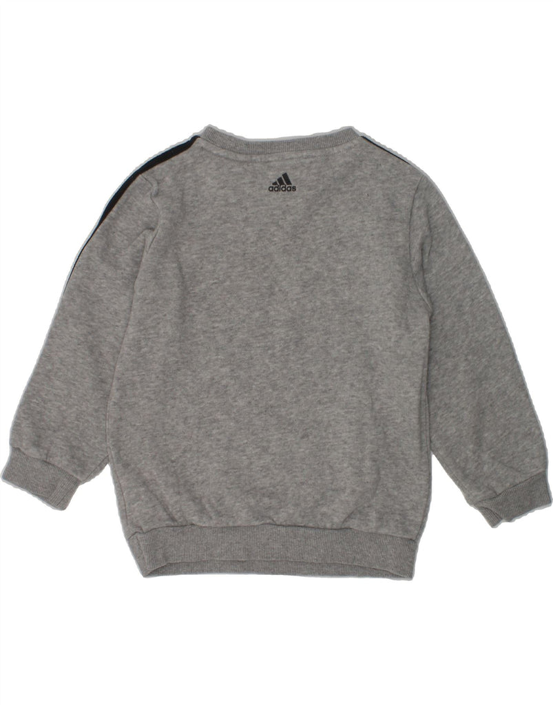 ADIDAS Boys Graphic Sweatshirt Jumper 2-3 Years Grey Colourblock Cotton | Vintage Adidas | Thrift | Second-Hand Adidas | Used Clothing | Messina Hembry 