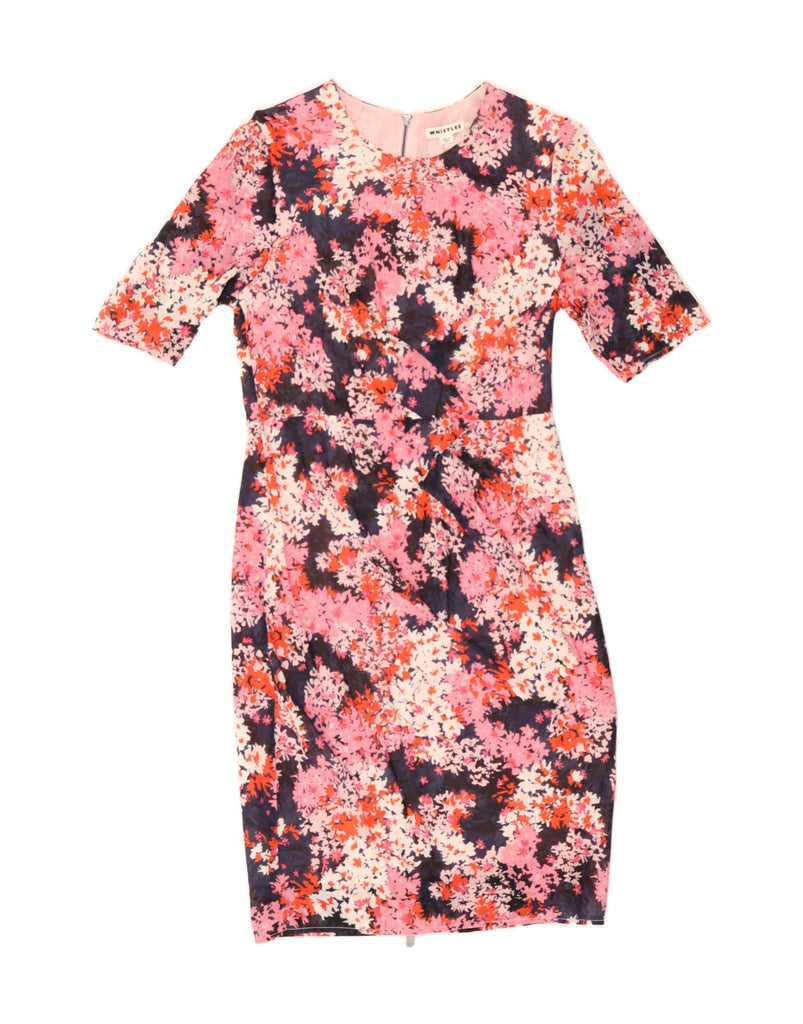 WHISTLES Womens Bodycon Dress UK 12 Medium Pink Floral Silk Vintage Whistles and Second-Hand Whistles from Messina Hembry 