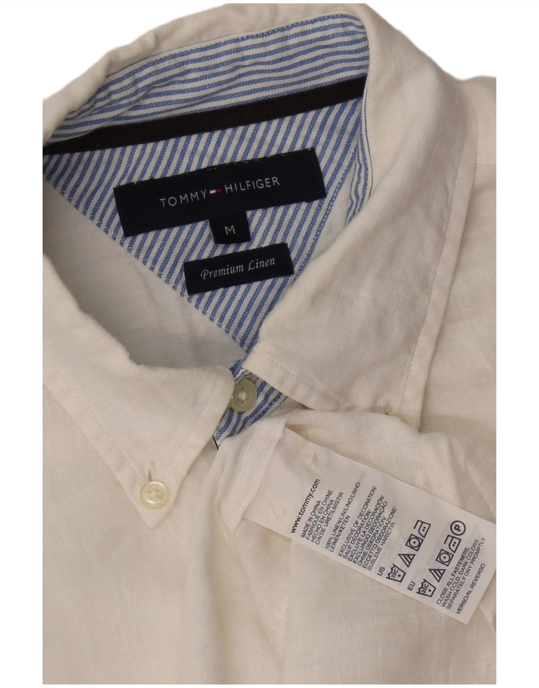 TOMMY HILFIGER Mens Shirt Medium White Linen