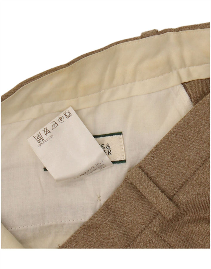 Marks & Spencer Mens Straight Chino Trousers W32 L31 Beige Polyester