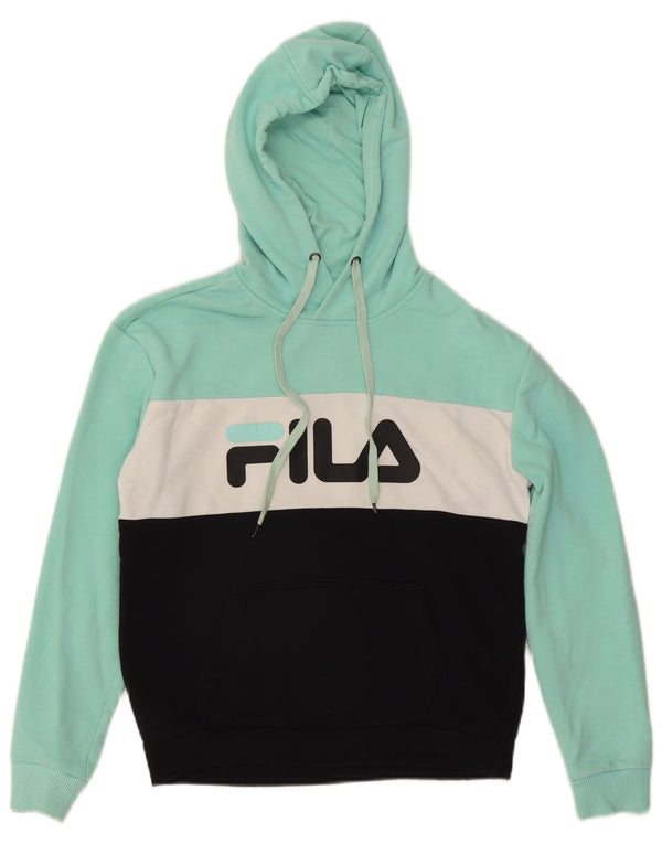 FILA Womens Graphic Hoodie Jumper UK 6 XS Multicoloured Colourblock