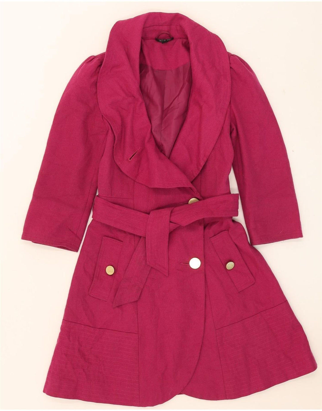 Topshop Womens Overcoat UK 8 Small Pink Wool