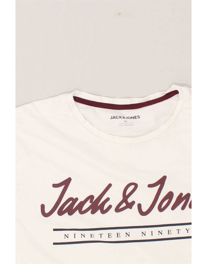 JACK & JONES Mens Graphic T-Shirt Top 2XL White Cotton | Vintage Jack & Jones | Thrift | Second-Hand Jack & Jones | Used Clothing | Messina Hembry 