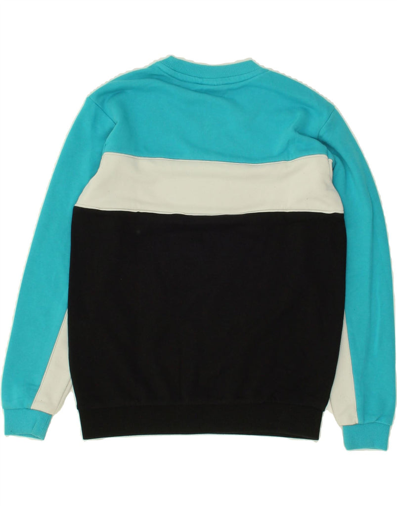 FILA Boys Graphic Sweatshirt Jumper 11-12 Years Black Colourblock Cotton Vintage Fila and Second-Hand Fila from Messina Hembry 