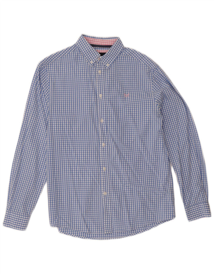 Crew Clothing Mens Classic Fit Shirt Small Blue Gingham Cotton